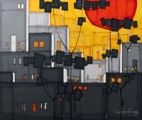 Salman Farooqi, 30 x 36 Inch, Acrylic on Canvas, Cityscape Painting-AC-SF-193